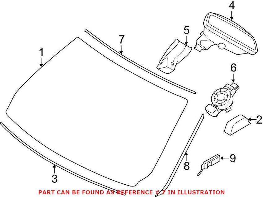 BMW Windshield Seal - Front Upper 51317258053